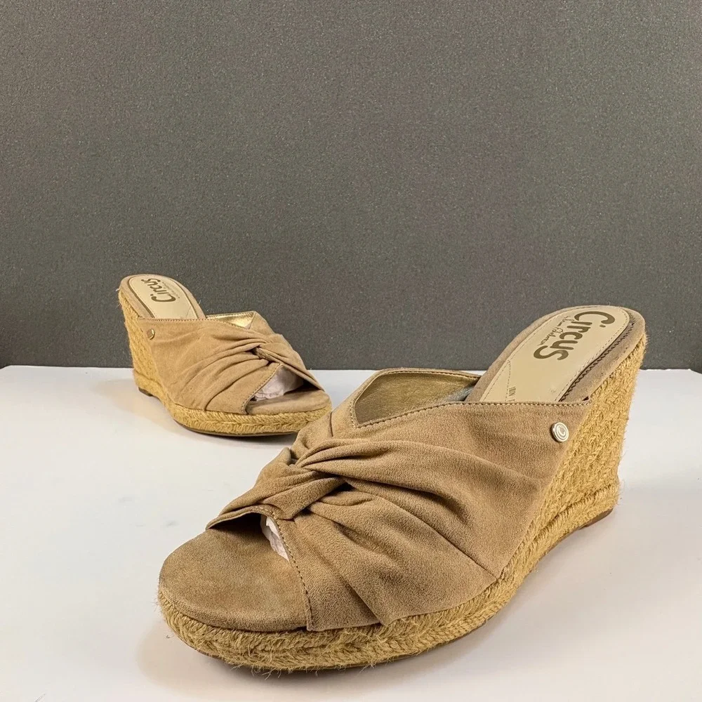 Circus by Sam‎ Edelman Women's Tan Espadrille Wedge Sandals Size 9.5